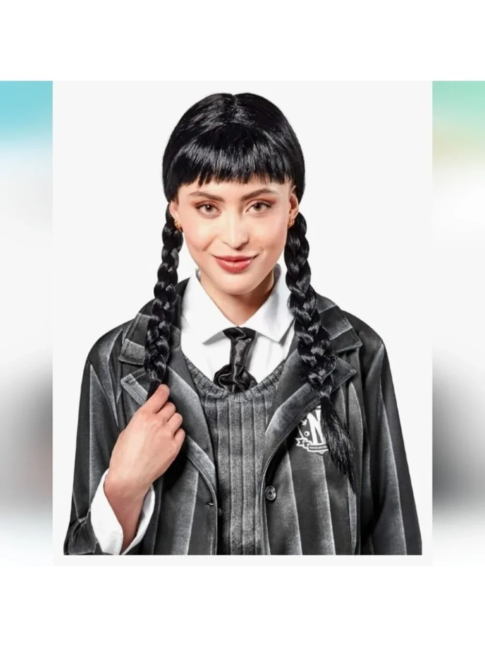 Wednesday Addams Costume Wig Adult Wig, Women, As Shown, One Size